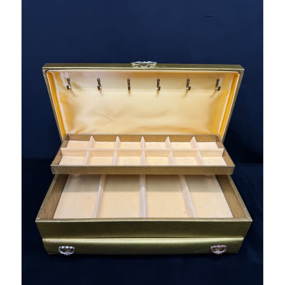 Vintage Lady Buxton Avocado Green Jewelry Box MCM Mid Century Hotel Regency